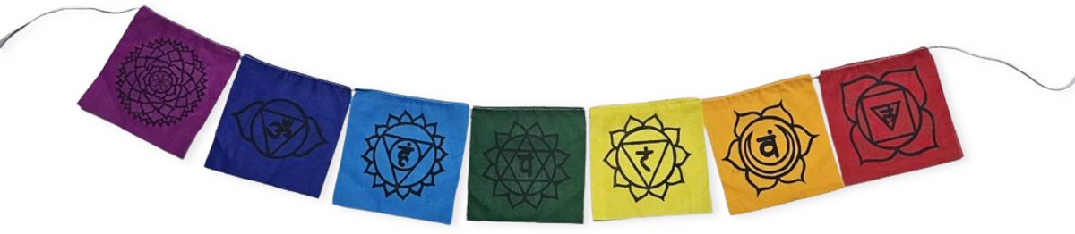 Chakra Vlaggenlijn - 7 Chakra’s | 100 cm